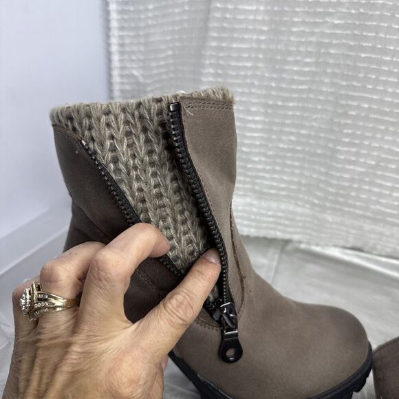 (Q6) Mossimo Supply Co.Boots 8 Target Ankle Booties Heels Zip Browm Sued Women - Picture 7 of 11